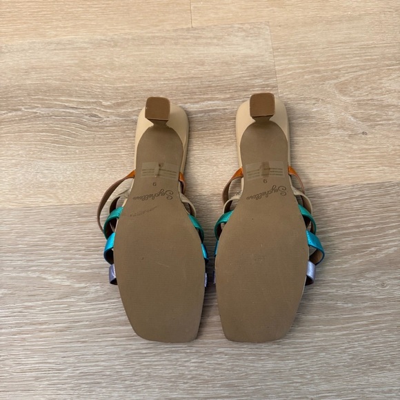 Seychelles Big Dream Rainbow Metallic Leather Heels Sz 9 Summer Bright Beachy - Picture 7 of 9